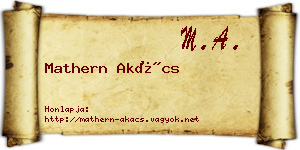 Mathern Akács névjegykártya